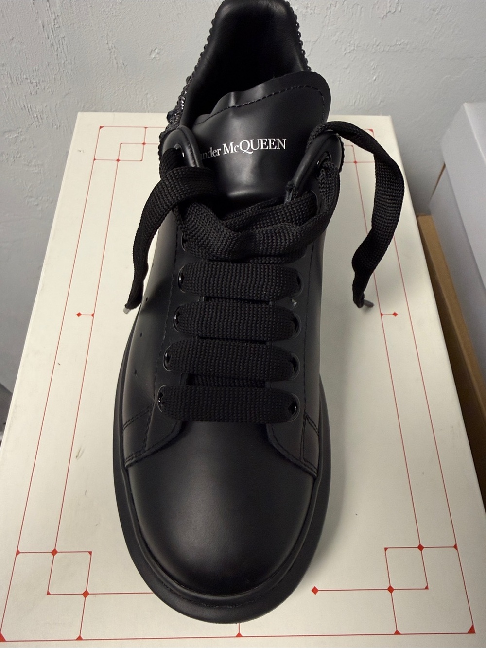 Alexander McQueen Black Leather Sneakers with Crystal Heel - Picture 6 of 6